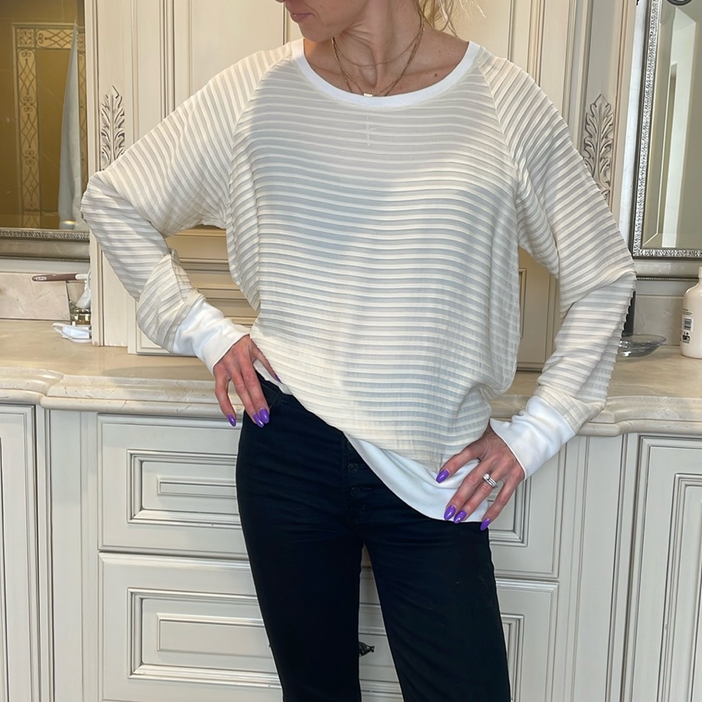Rag & Bone silk scalloped off white sweater - oversized